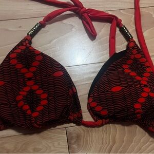 Red Patterned Women's Bikini Top